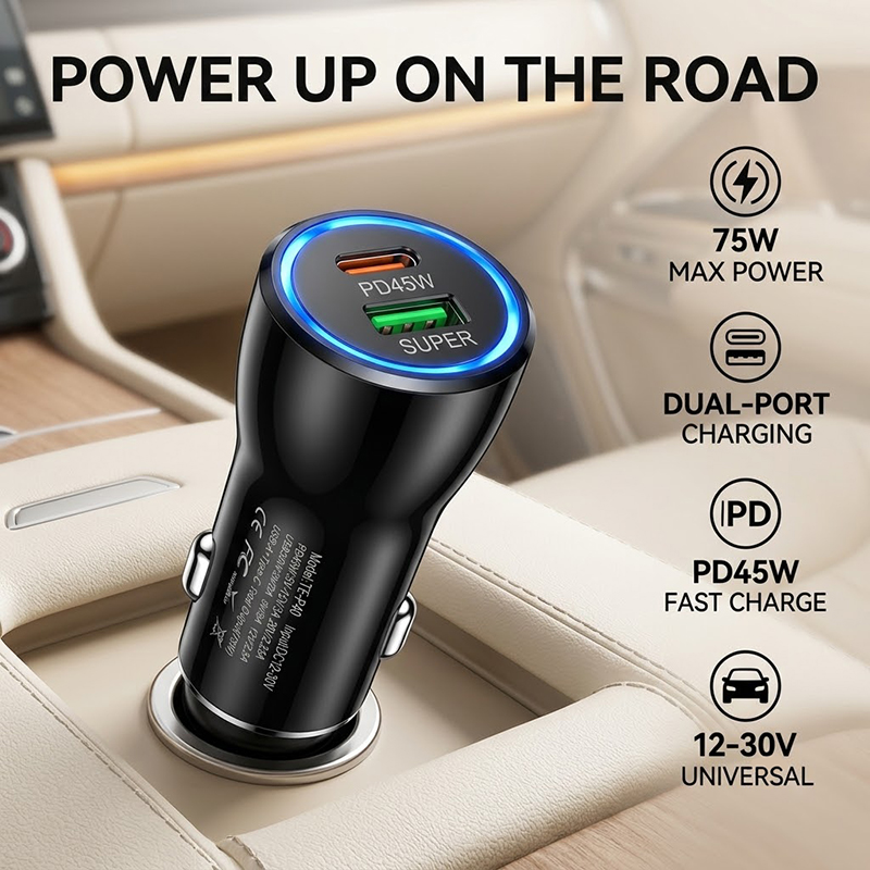 Usb C Power Adapter - Chargeur de voiture USB C double