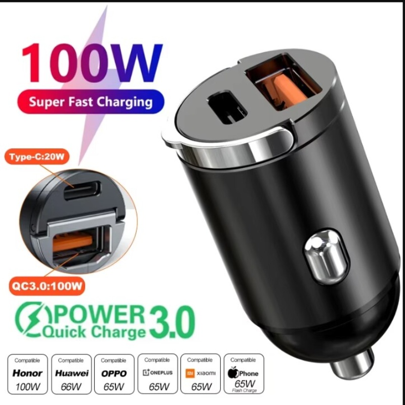Usb C Power Adapter - Mini chargeur de voiture rapide 100W